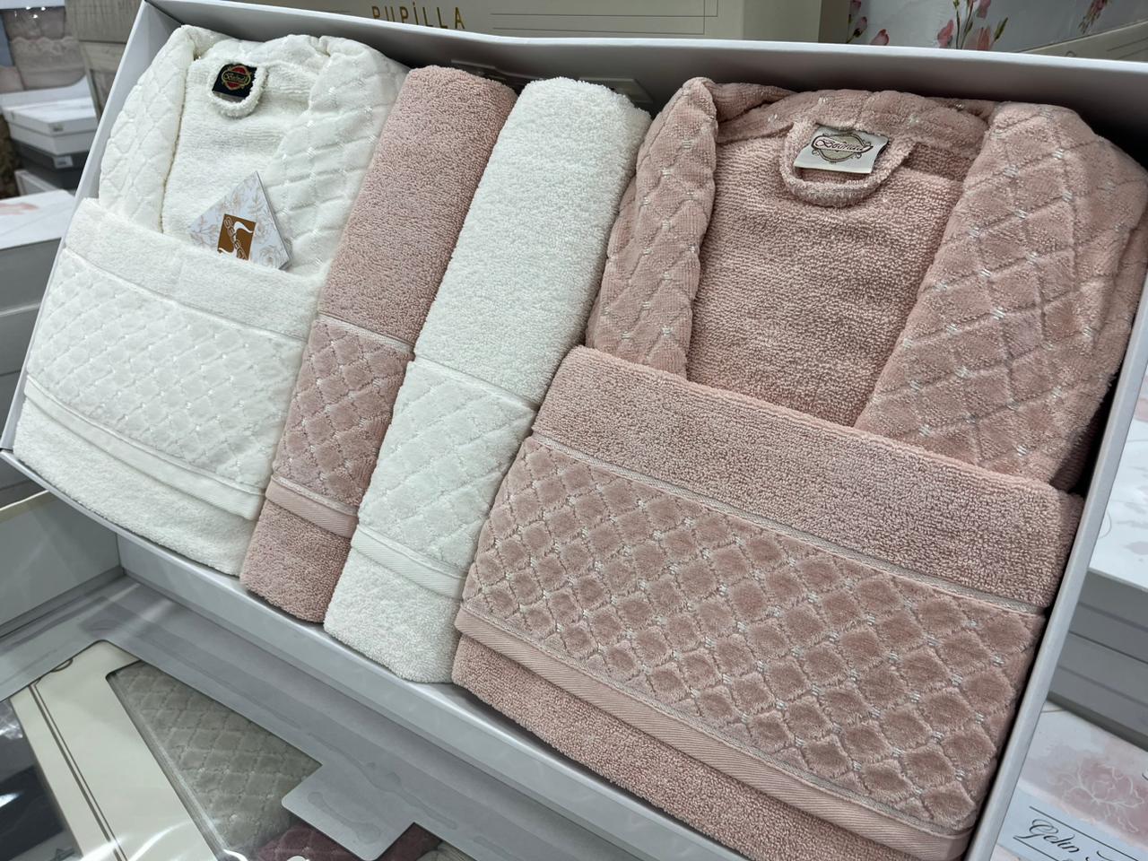 BELINDA 6-Piece Turkish Cotton Bath Set – 2 Robes, Towels & Face Towels