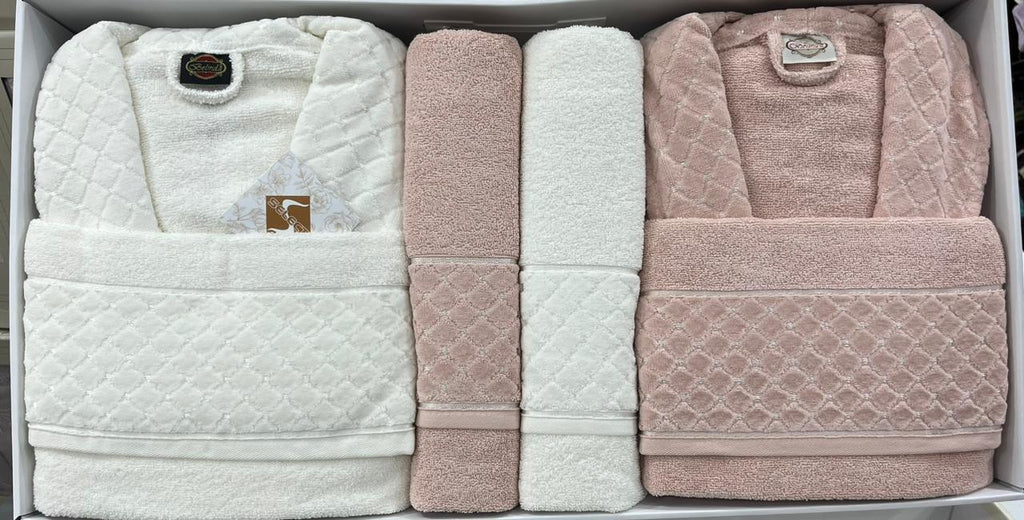 BELINDA 6-Piece Turkish Cotton Bath Set – 2 Robes, Towels & Face Towels