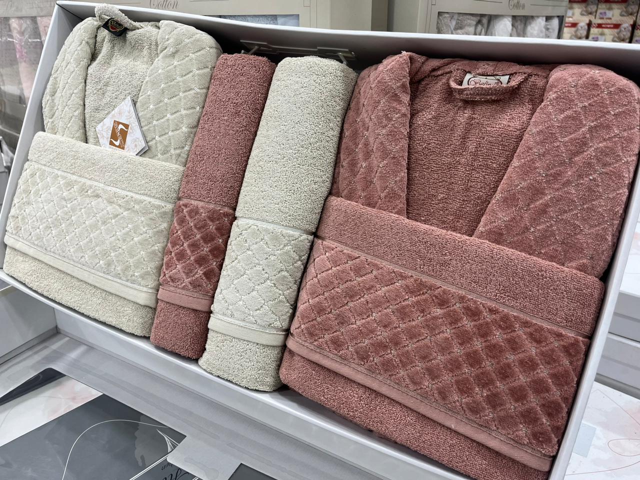 BELINDA 6-Piece Turkish Cotton Bath Set – 2 Robes, Towels & Face Towels