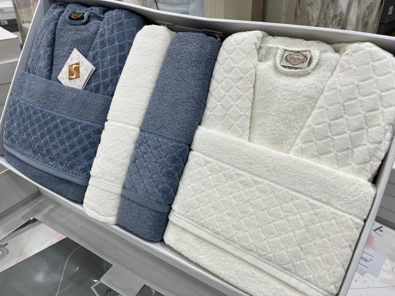 BELINDA 6-Piece Turkish Cotton Bath Set – 2 Robes, Towels & Face Towels
