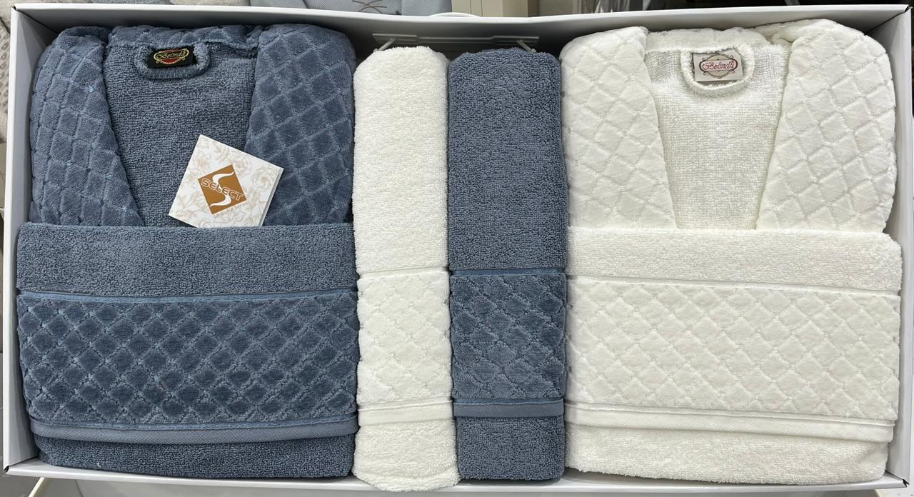 BELINDA 6-Piece Turkish Cotton Bath Set – 2 Robes, Towels & Face Towels