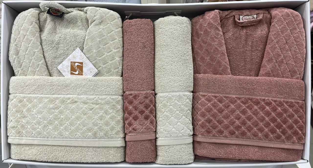 BELINDA 6-Piece Turkish Cotton Bath Set – 2 Robes, Towels & Face Towels