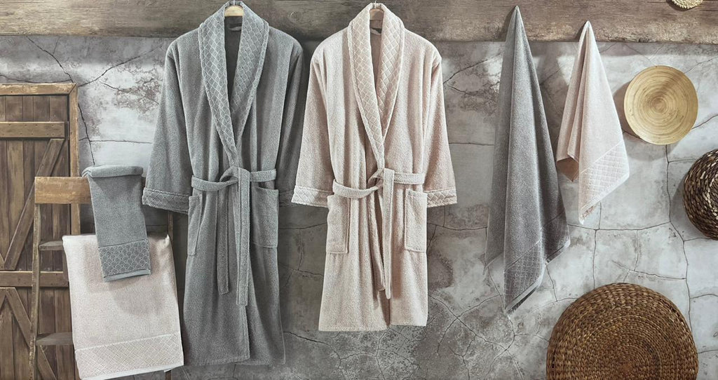 BELINDA 6-Piece Turkish Cotton Bath Set – 2 Robes, Towels & Face Towels