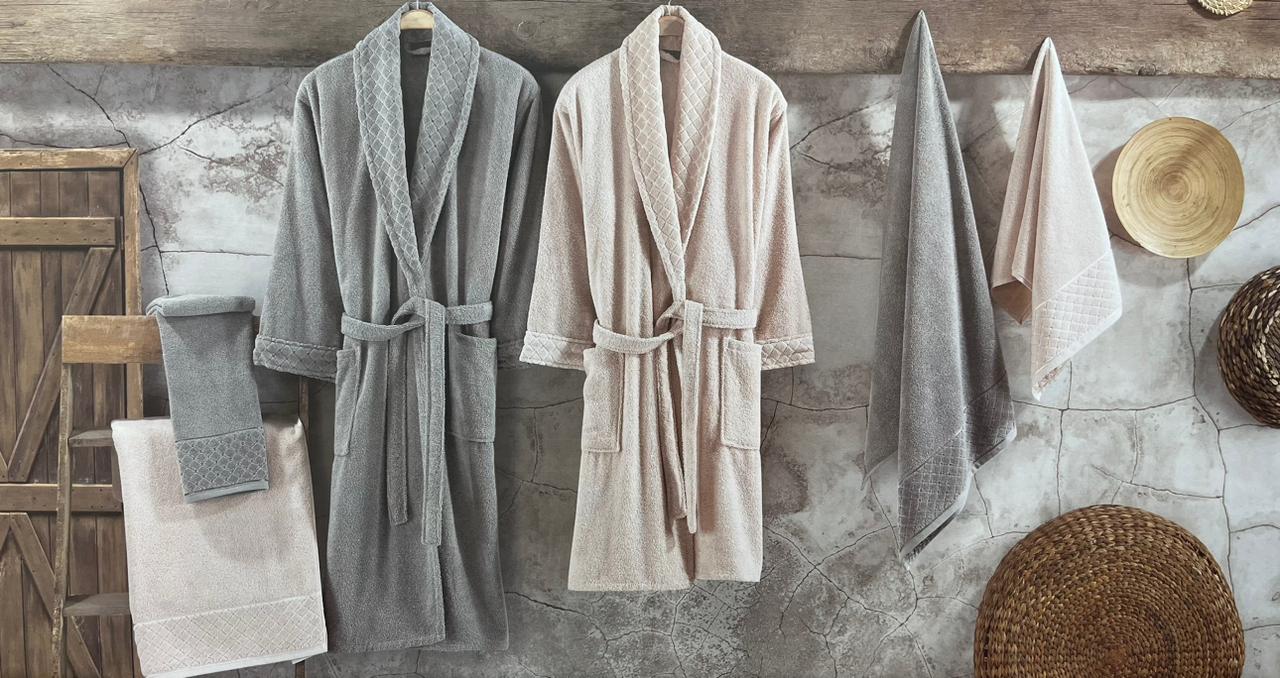 BELINDA 6-Piece Turkish Cotton Bath Set – 2 Robes, Towels & Face Towels