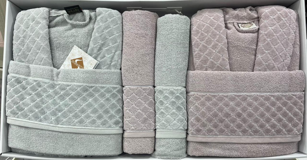 BELINDA 6-Piece Turkish Cotton Bath Set – 2 Robes, Towels & Face Towels
