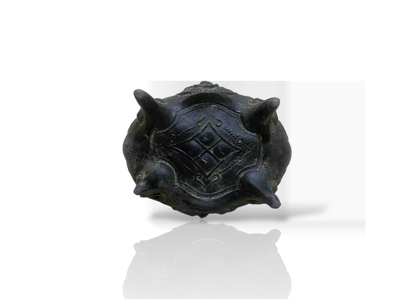 Antique Italian Mini Bonbonnière with Lid – Silver-Plated Bronze & Belgian Crystal