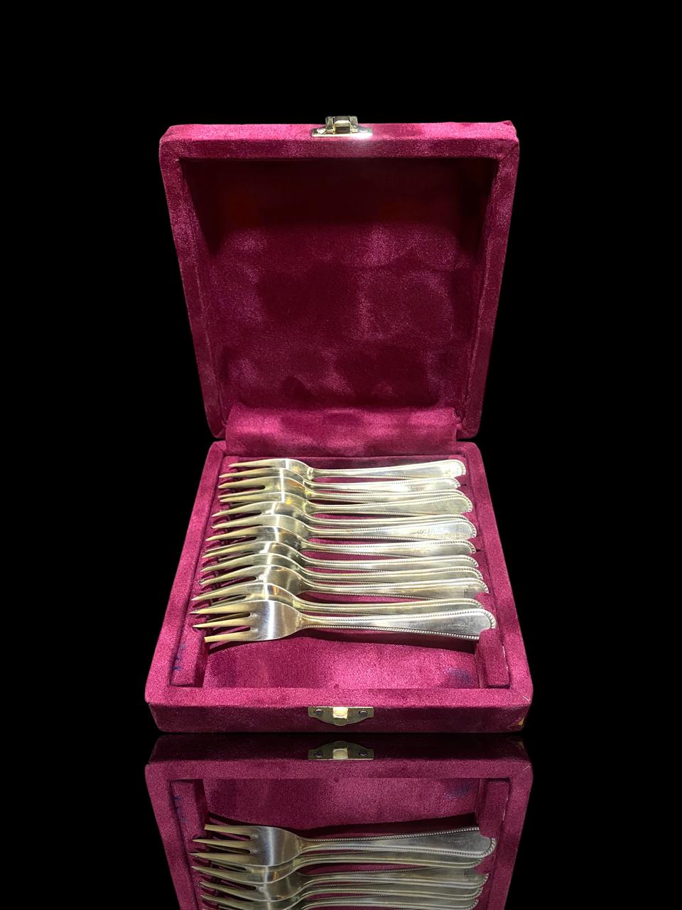 Set of 12 Original German Alpacca Dessert Forks