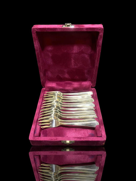 Set of 12 Original German Alpacca Dessert Forks