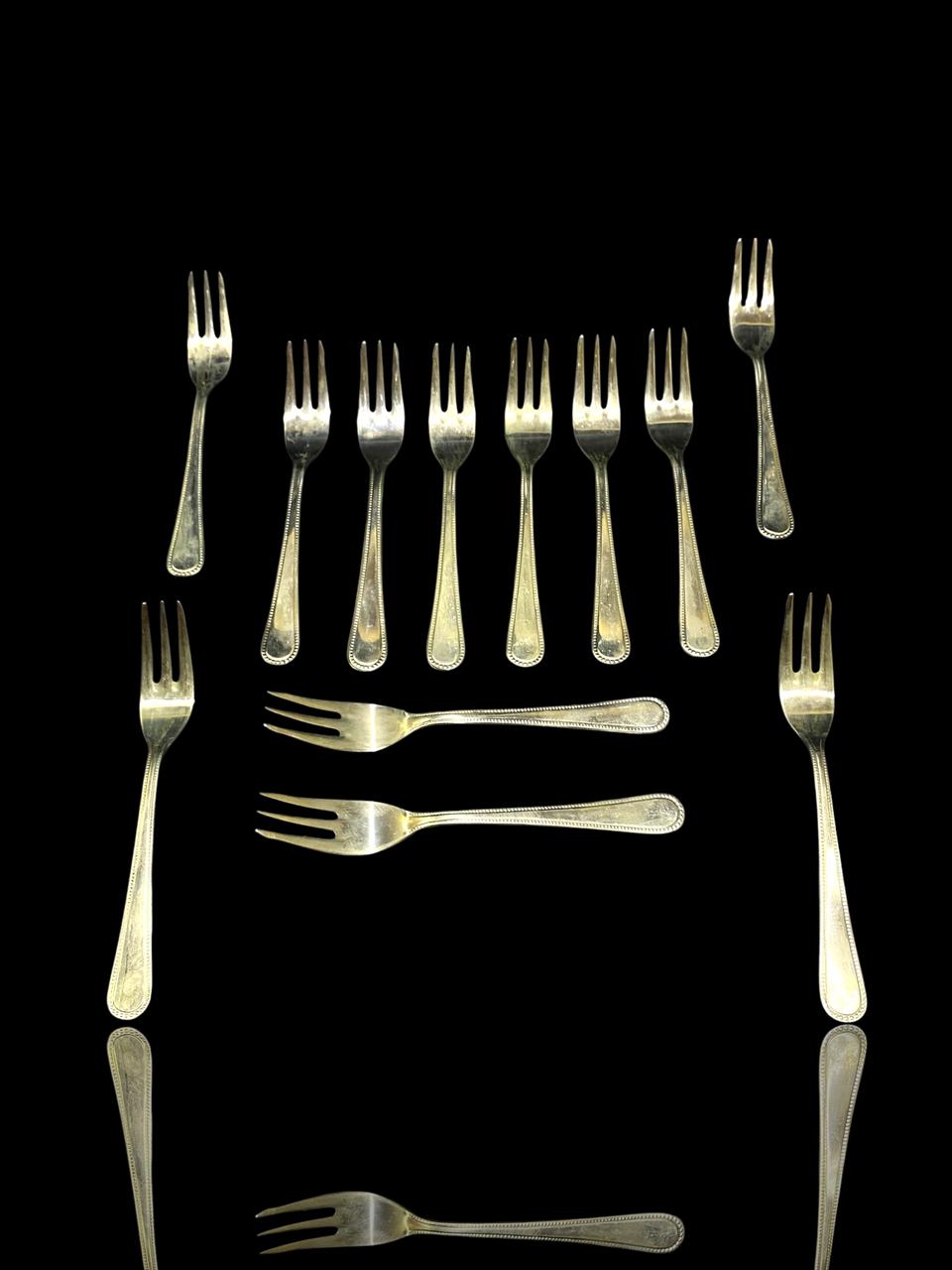 Set of 12 Original German Alpacca Dessert Forks