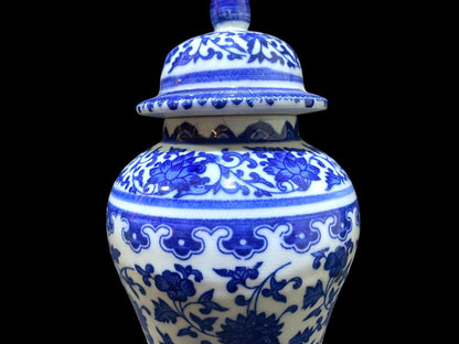Hand-Painted Blue Chinese Lidded Potiche – Marked