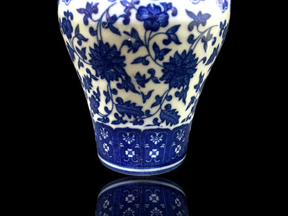 Hand-Painted Blue Chinese Lidded Potiche – Marked