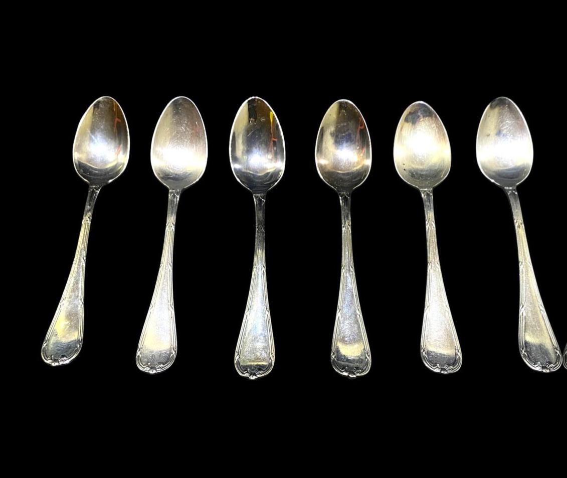 Set of 6 Original Christofle Spoons – Silver-Plated Cloisonné Work