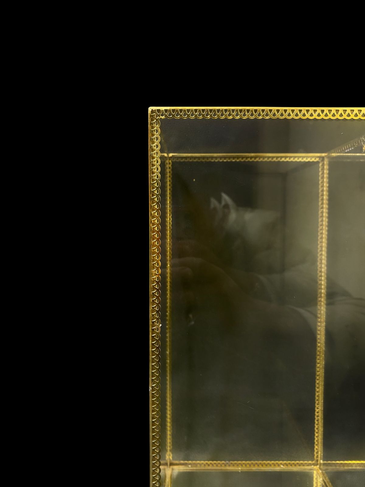 Authentic Antique French Mini Display Cabinet – Solid Bronze Frame with Crystal Glass Sides