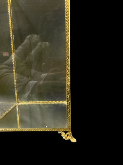 Authentic Antique French Mini Display Cabinet – Solid Bronze Frame with Crystal Glass Sides