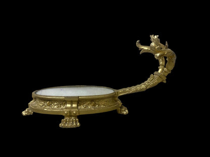 Authentic 19th Century Antique French Centerpiece – Solid Bronze with Hand-Engraved Details & Mirrored Top