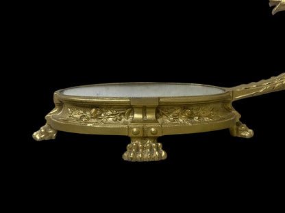 Authentic 19th Century Antique French Centerpiece – Solid Bronze with Hand-Engraved Details & Mirrored Top
