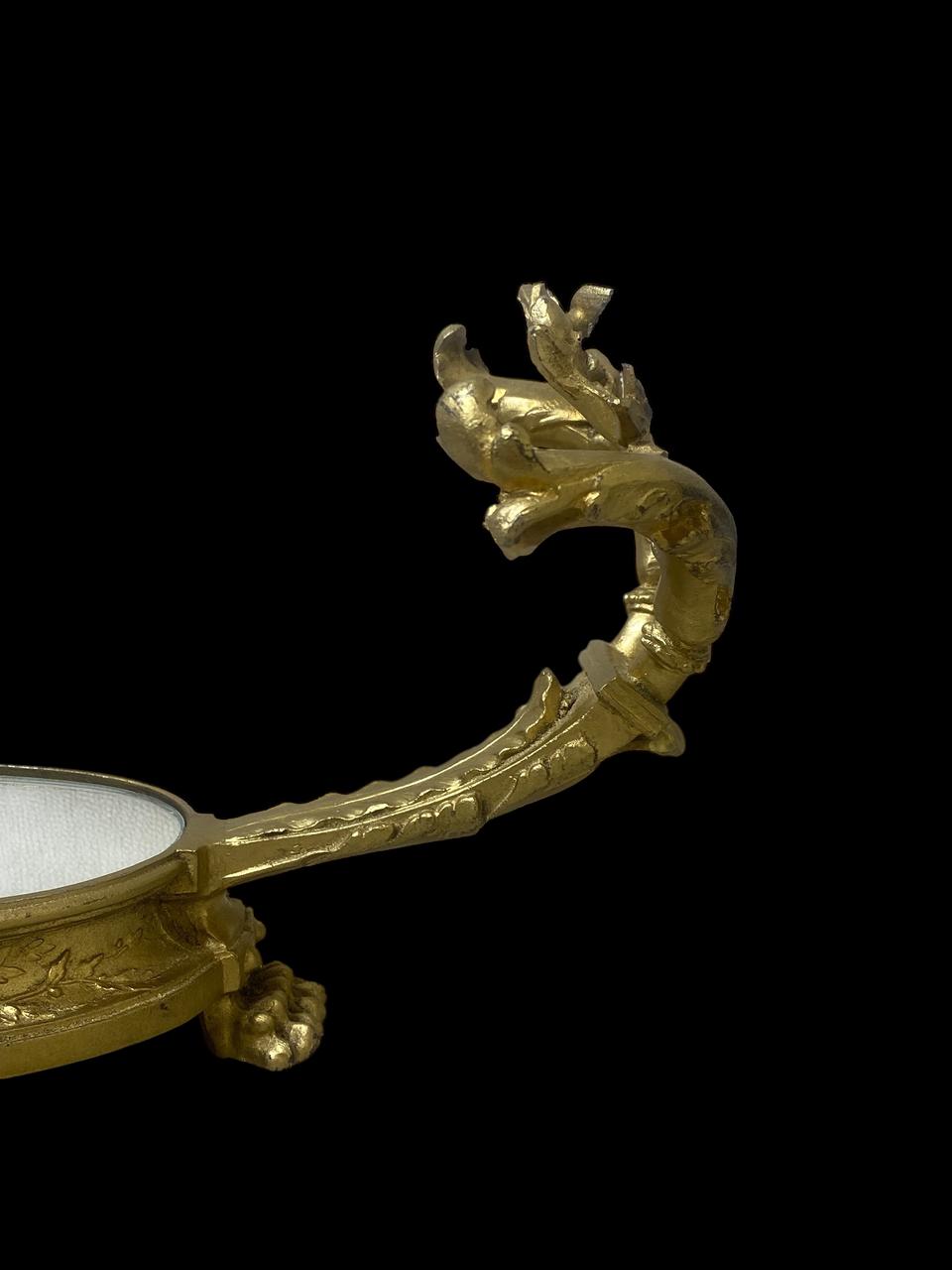 Authentic 19th Century Antique French Centerpiece – Solid Bronze with Hand-Engraved Details & Mirrored Top