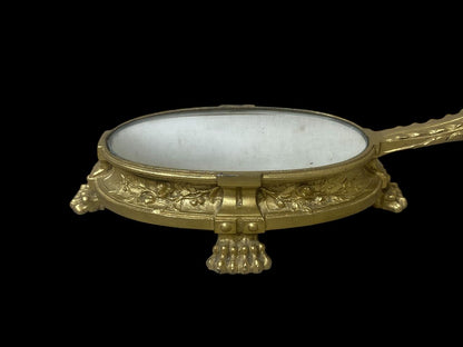 Authentic 19th Century Antique French Centerpiece – Solid Bronze with Hand-Engraved Details & Mirrored Top