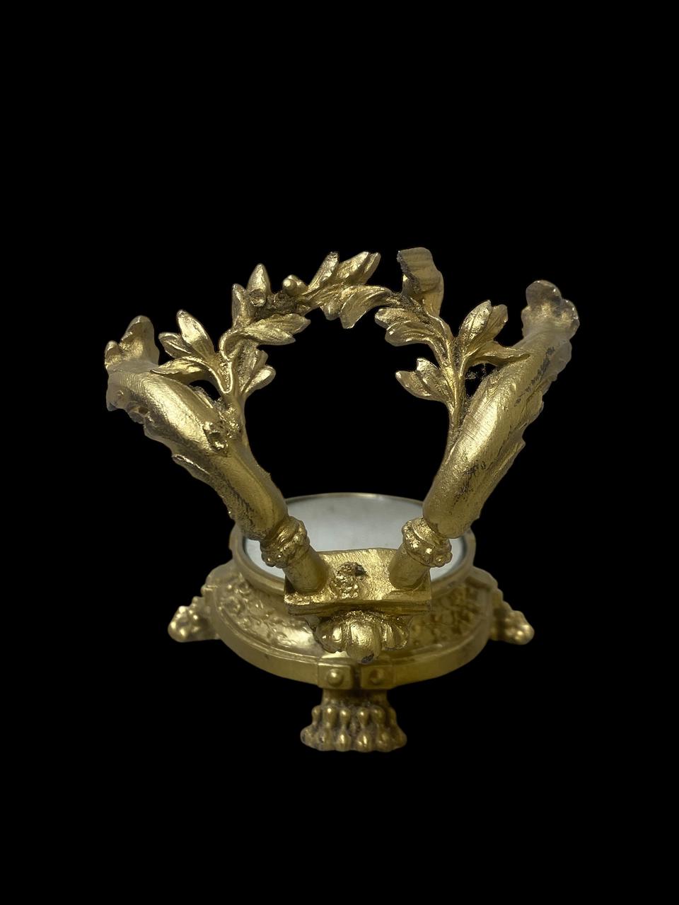 Authentic 19th Century Antique French Centerpiece – Solid Bronze with Hand-Engraved Details & Mirrored Top
