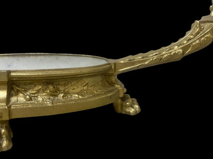 Authentic 19th Century Antique French Centerpiece – Solid Bronze with Hand-Engraved Details & Mirrored Top