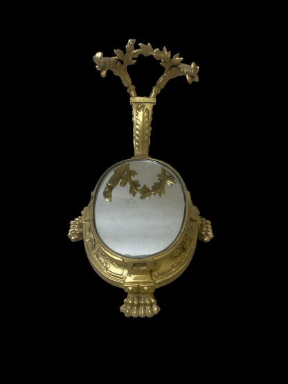 Authentic 19th Century Antique French Centerpiece – Solid Bronze with Hand-Engraved Details & Mirrored Top