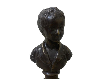 French Bronze Bust in the Style of Jean-Antoine Houdon on Green Marble Base (19th/20th Century)