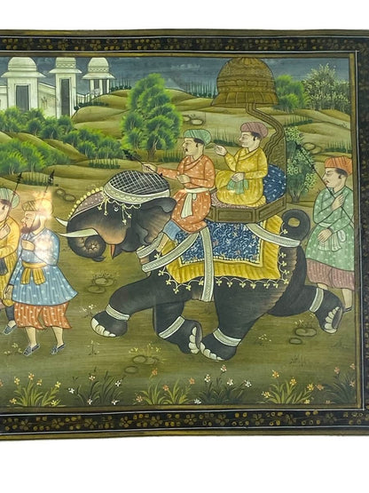 Rare Antique Persian Iranian Painting – Hand-Painted with Original Wooden Frame tableaux