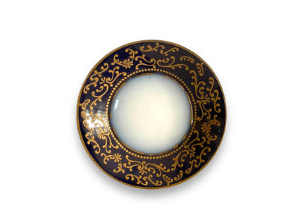 1771 Sevres Cobalt Blue and Gold Flowers Demitasse Cup and Saucer S mark 