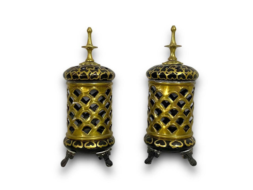 Pair of oriental copper candlesticks 