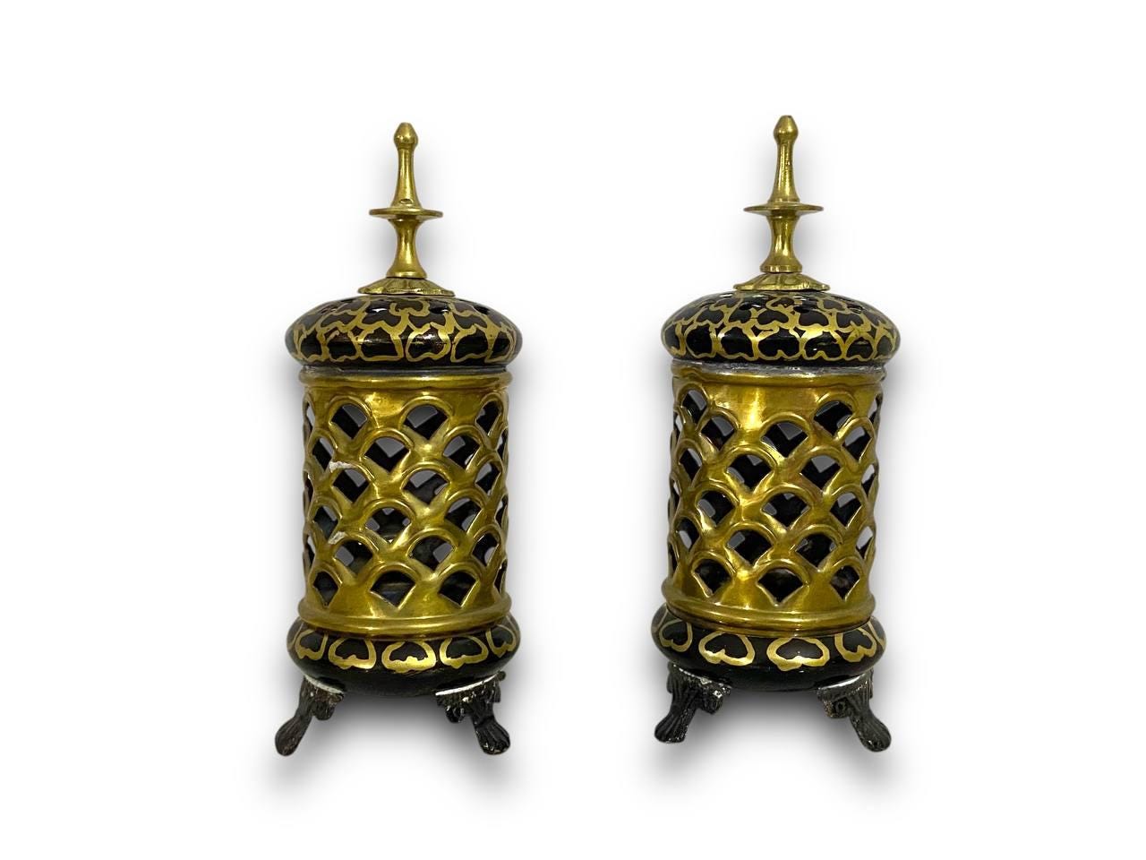 Pair of oriental copper candlesticks 
