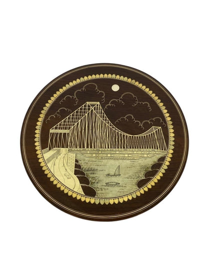 Ivory and Rosewood Carved Table 