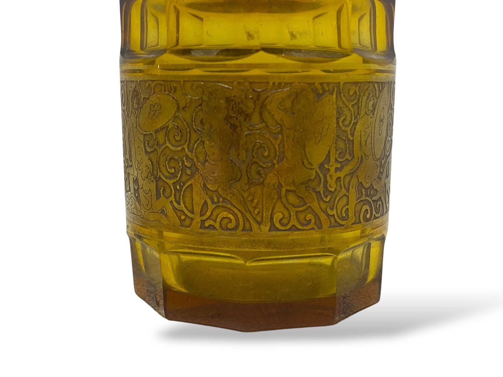 Rare Moser Karlsbad  Bohemian Crystal Carafe with Lid & Bronze Miniatures