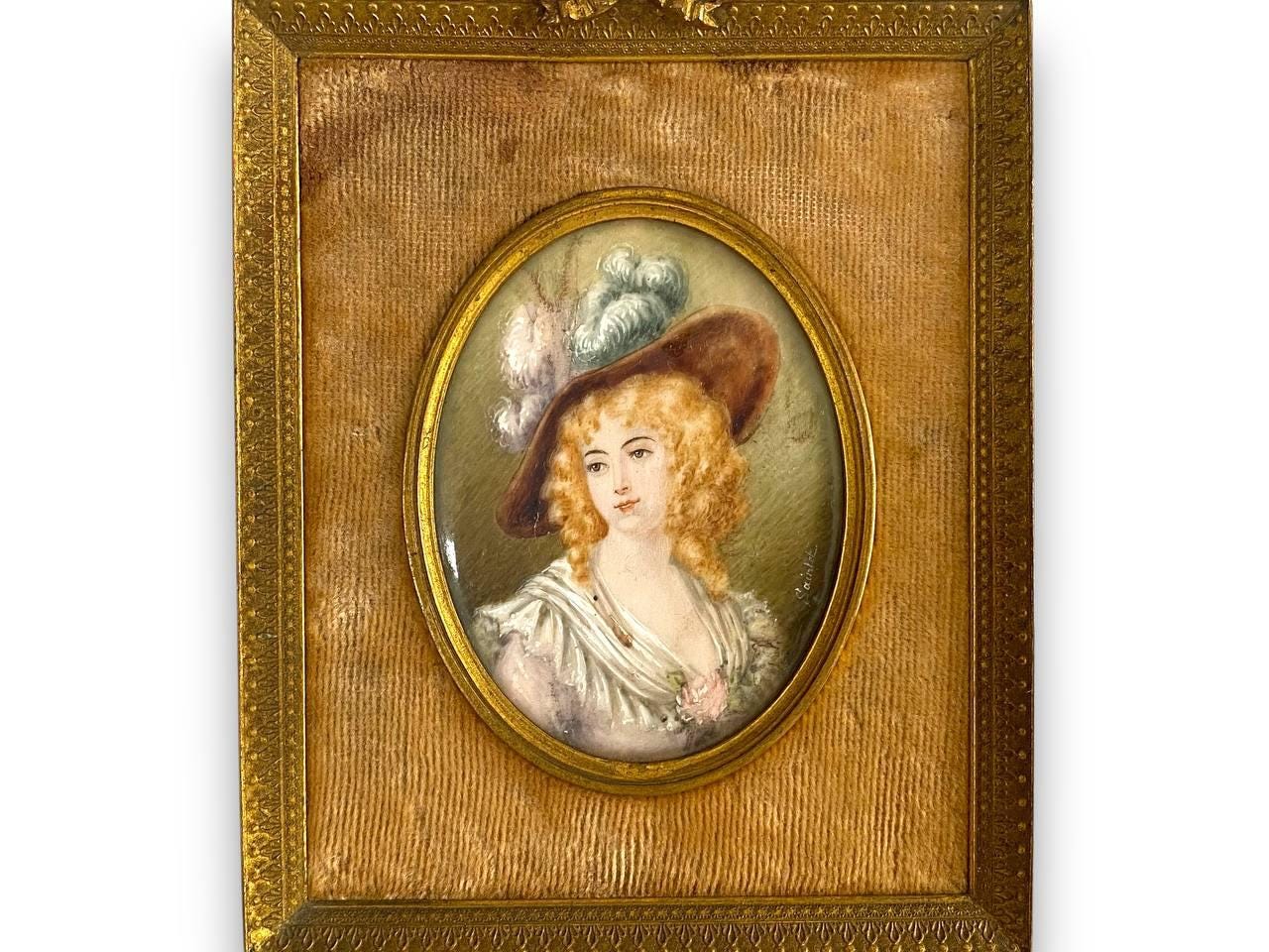 Original and very old French ivory miniature 