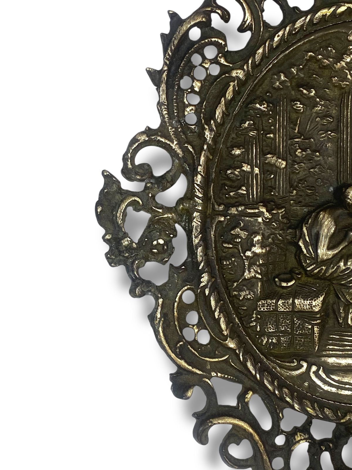 Antique European Bronze Wall Tableau – Large, Heavy & Hand-Engraved