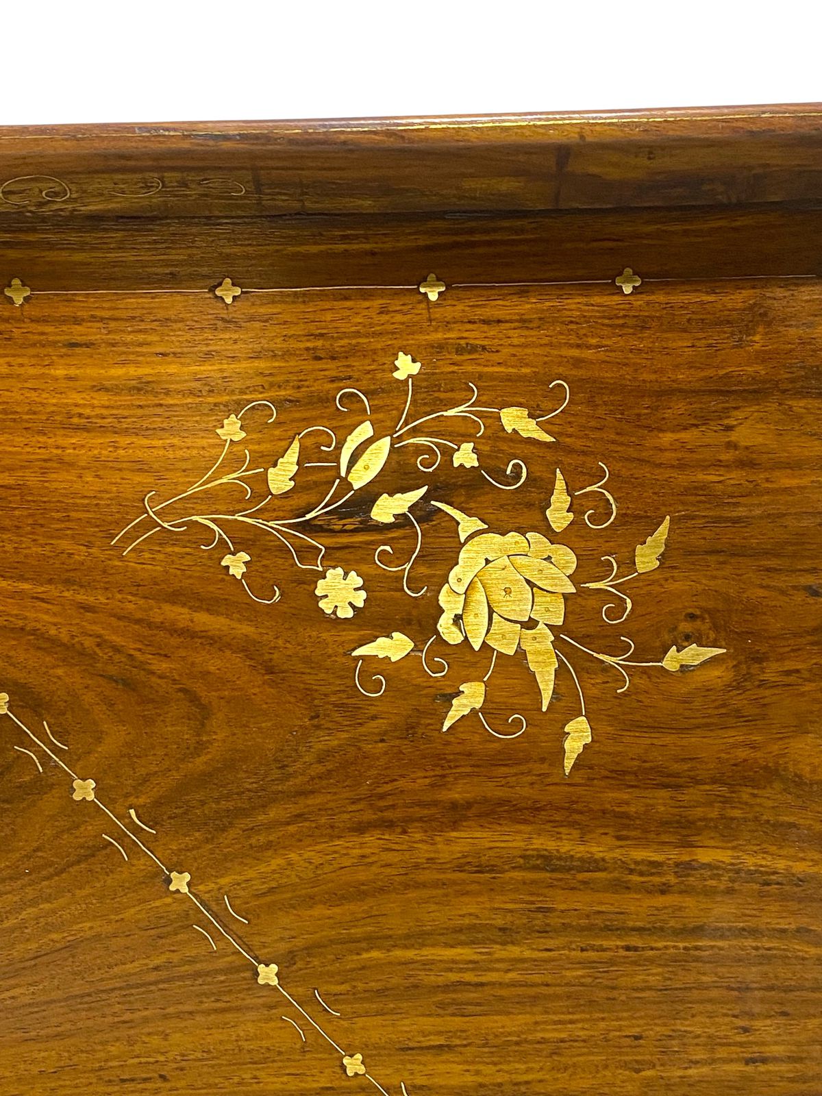 Antique Indian Rosewood Tray with brass Inlay