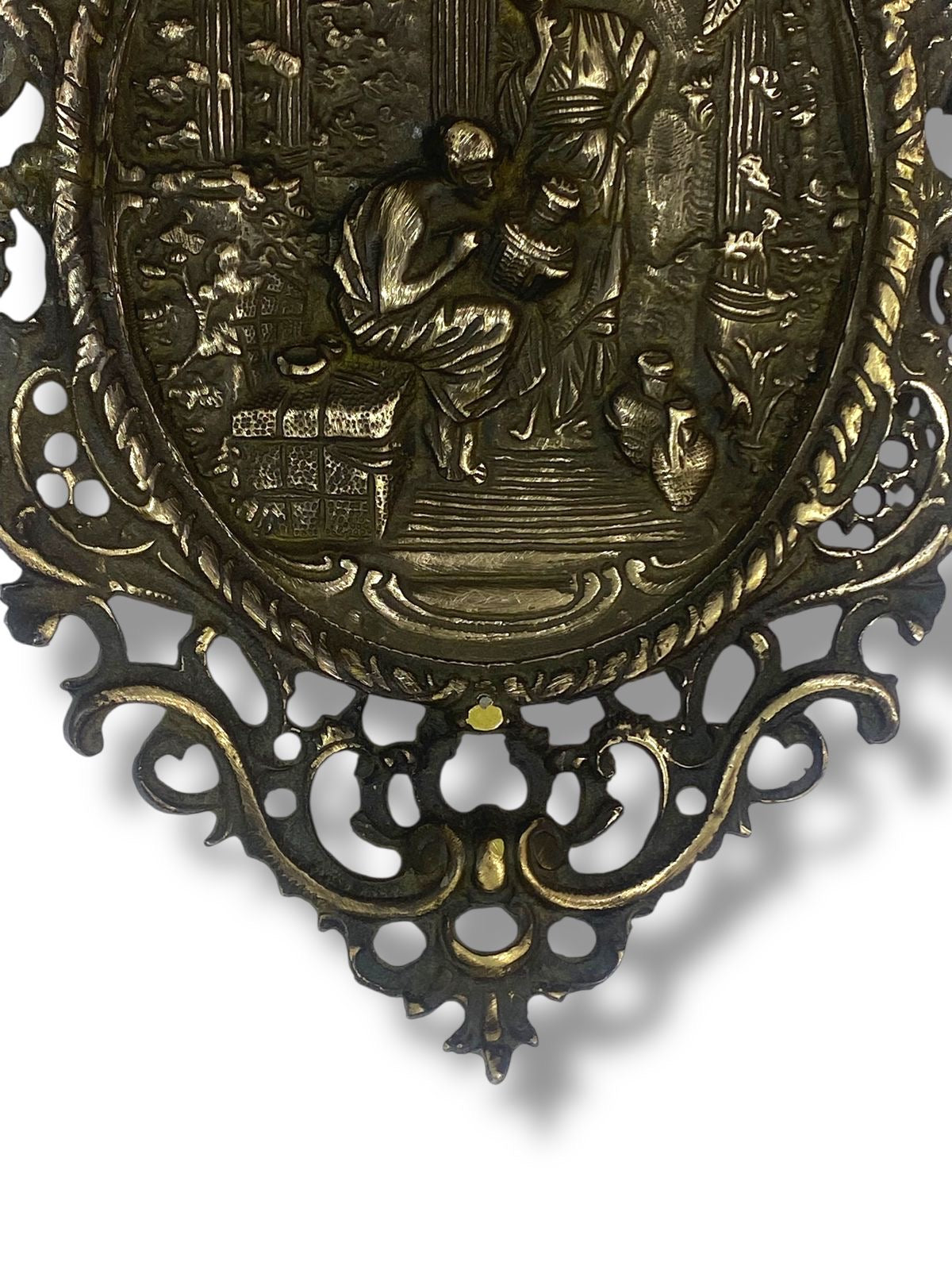 Antique European Bronze Wall Tableau – Large, Heavy & Hand-Engraved