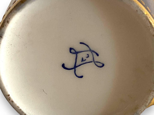 1771 Sevres Cobalt Blue and Gold Flowers Demitasse Cup and Saucer S mark 