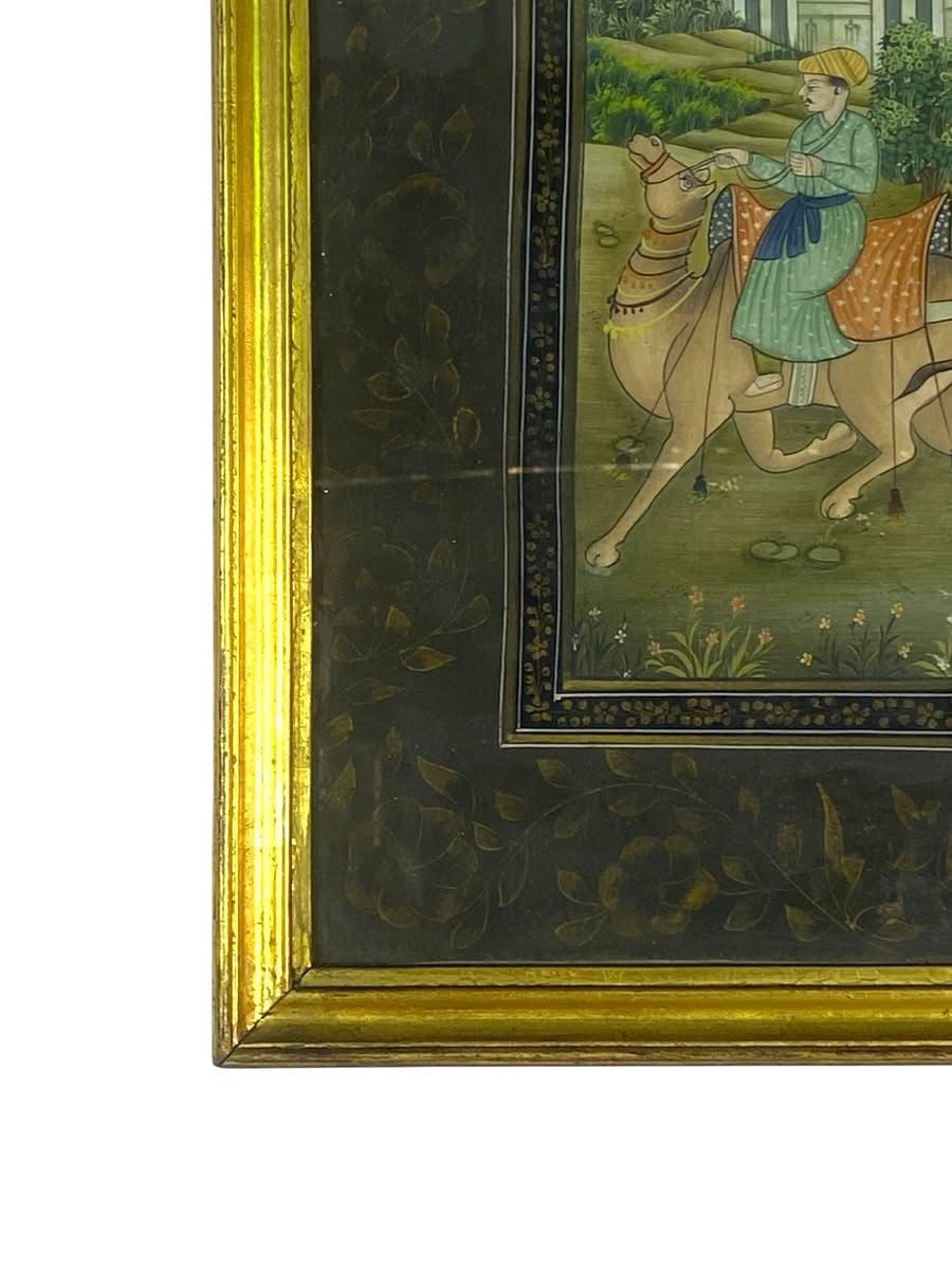 Rare Antique Persian Iranian Painting – Hand-Painted with Original Wooden Frame tableaux
