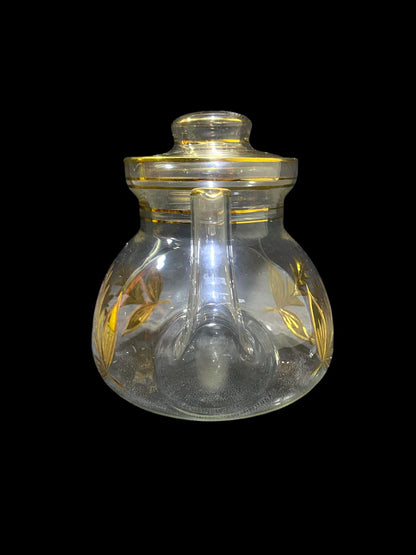 Rare Antique 8-Piece Tea Set – Likely Bohemian Crystal, Hand-Etched and Gold-Gilded