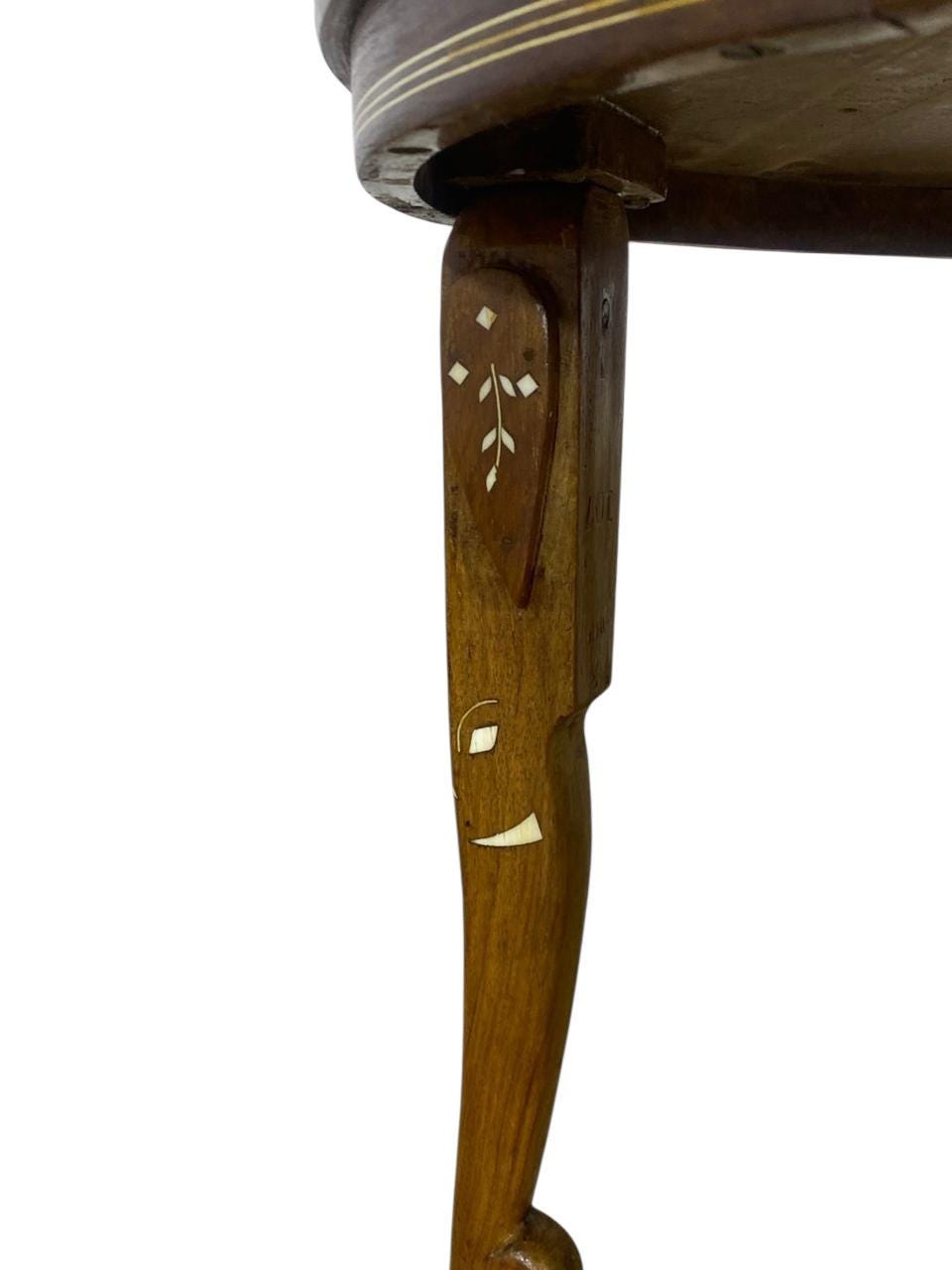 Ivory and Rosewood Carved Table 