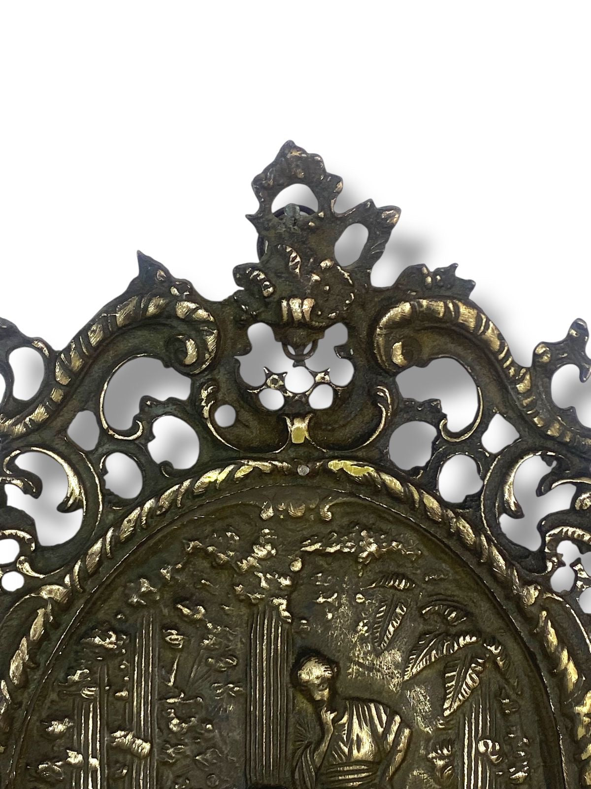 Antique European Bronze Wall Tableau – Large, Heavy & Hand-Engraved