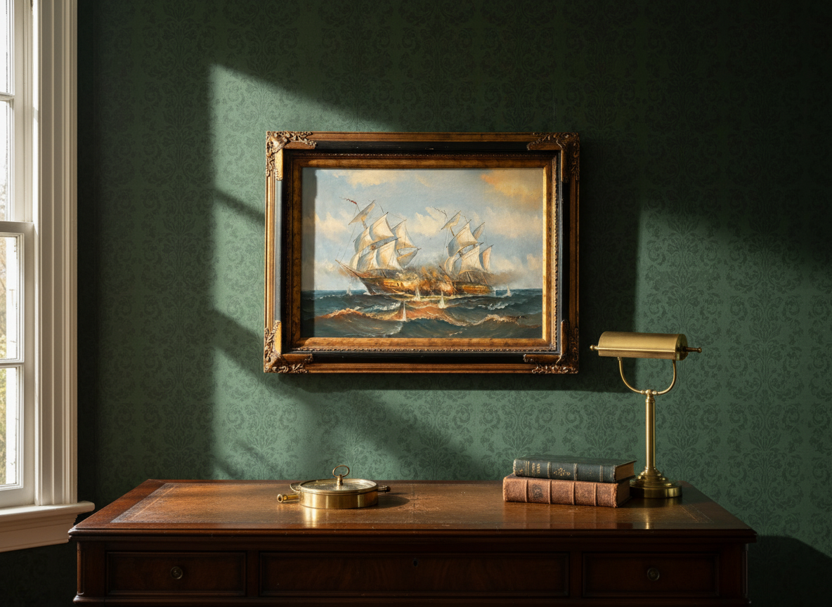 Vintage Oil Painting with Gilded Wooden Frame