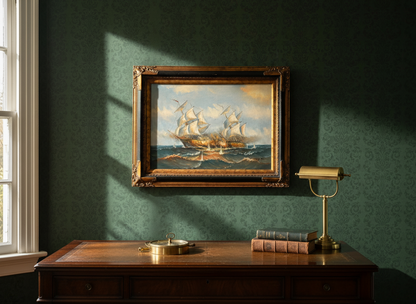 Vintage Oil Painting with Gilded Wooden Frame