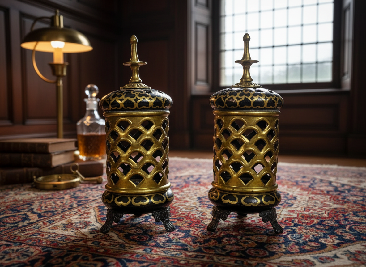 Pair of oriental copper candlesticks 
