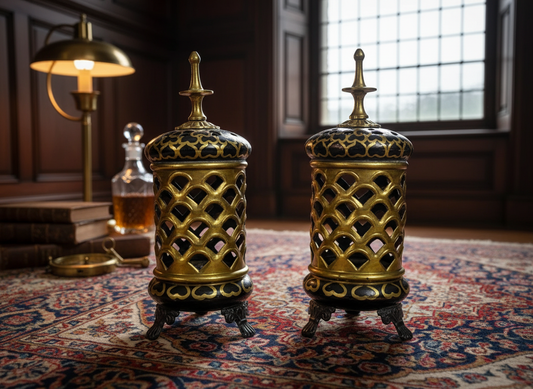 Pair of oriental copper candlesticks 