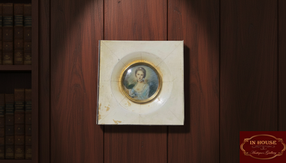 Rare Antique French Miniature – Hand-Painted on Natural Ivory, Signed by the Artist