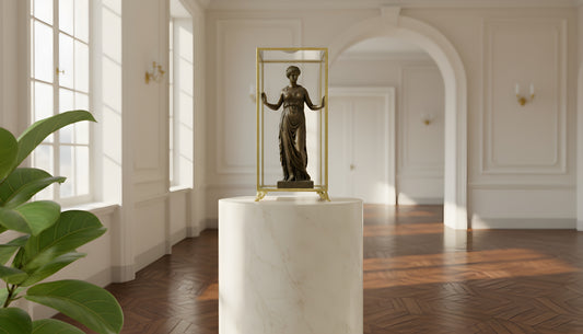 Authentic Antique French Mini Display Cabinet – Solid Bronze Frame with Crystal Glass Sides