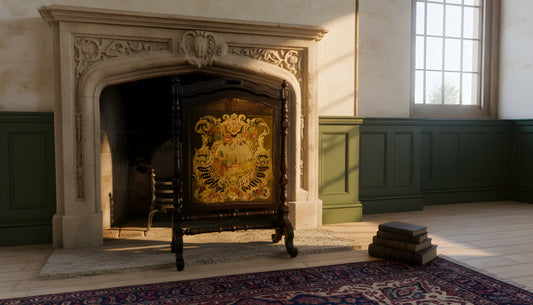 Rare 18th Century Antique English Firescreen – Solid Mahogany, Bentwood Steam Work & Original French Aubusson Tapestry